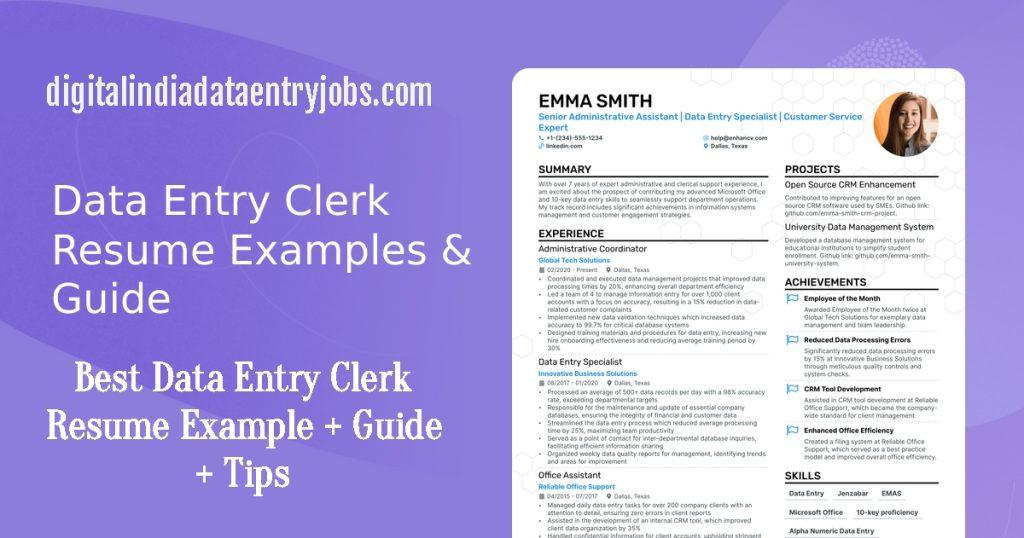Data Entry Clerk Resume