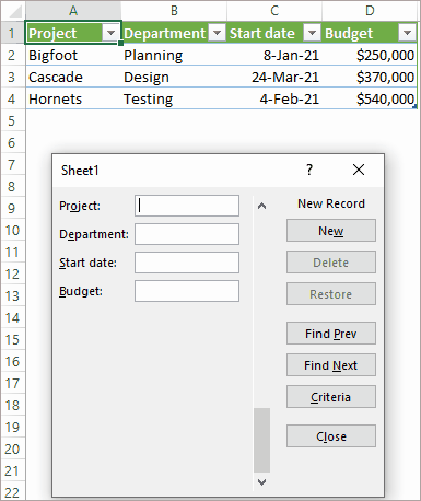 Excel Data Entry Form